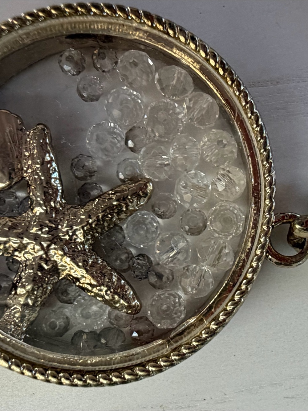 Gold Star Pendant Necklace with Crystal Beads